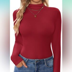 Ekouaer Turtleneck Shirt Women Long Sleeve Mock Neck Base Layer Soft Lightweight